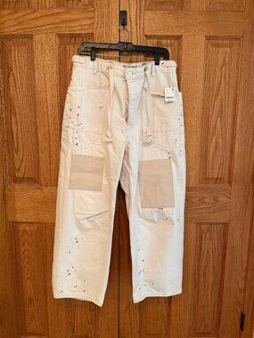 Free People paint splatter Moxie barrel jeans We The Free tie
